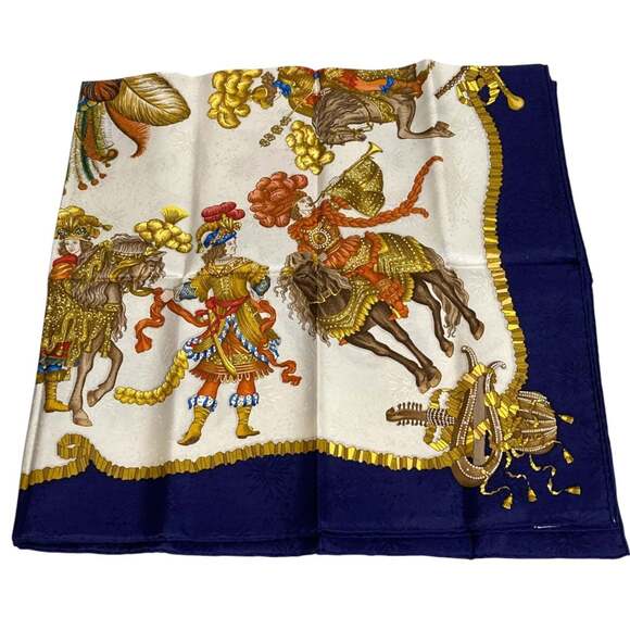 HERMES Blue Silk Scarf - Picture 6 of 8